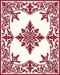 Deep Red Floral Medallion Square Rug