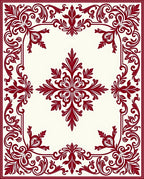 Deep Red Floral Medallion Square Rug
