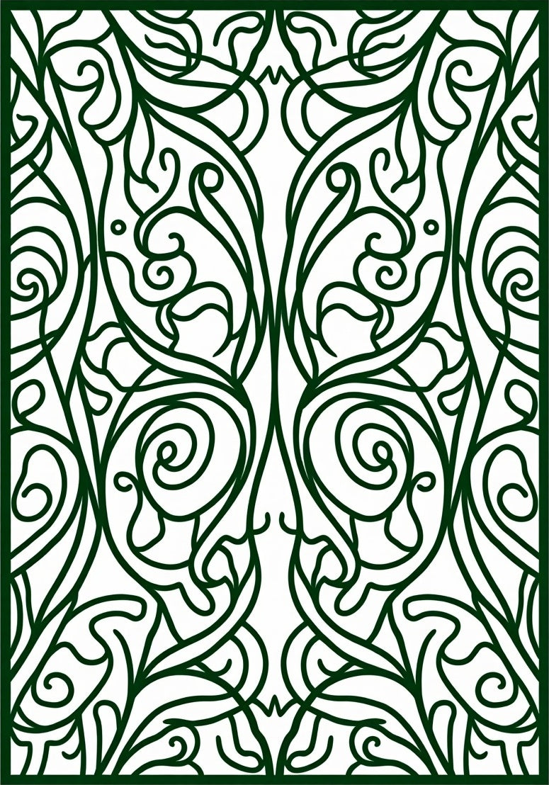 Ornate Emerald Swirl Vine Filigree Rug