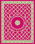 Ornate Golden Trellis Medallion Fuchsia Rug