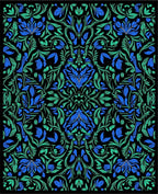 Blue Green Floral Art Nouveau Rug