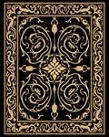 Ornate Gold Black Floral Swirl Rug