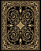 Ornate Gold Black Floral Swirl Rug