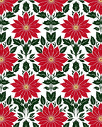 Bold Red Poinsettia Botanical Repeat Rug