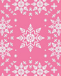 Pink White Snowflake Border Array Rug