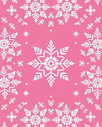 Pink White Snowflake Border Array Rug