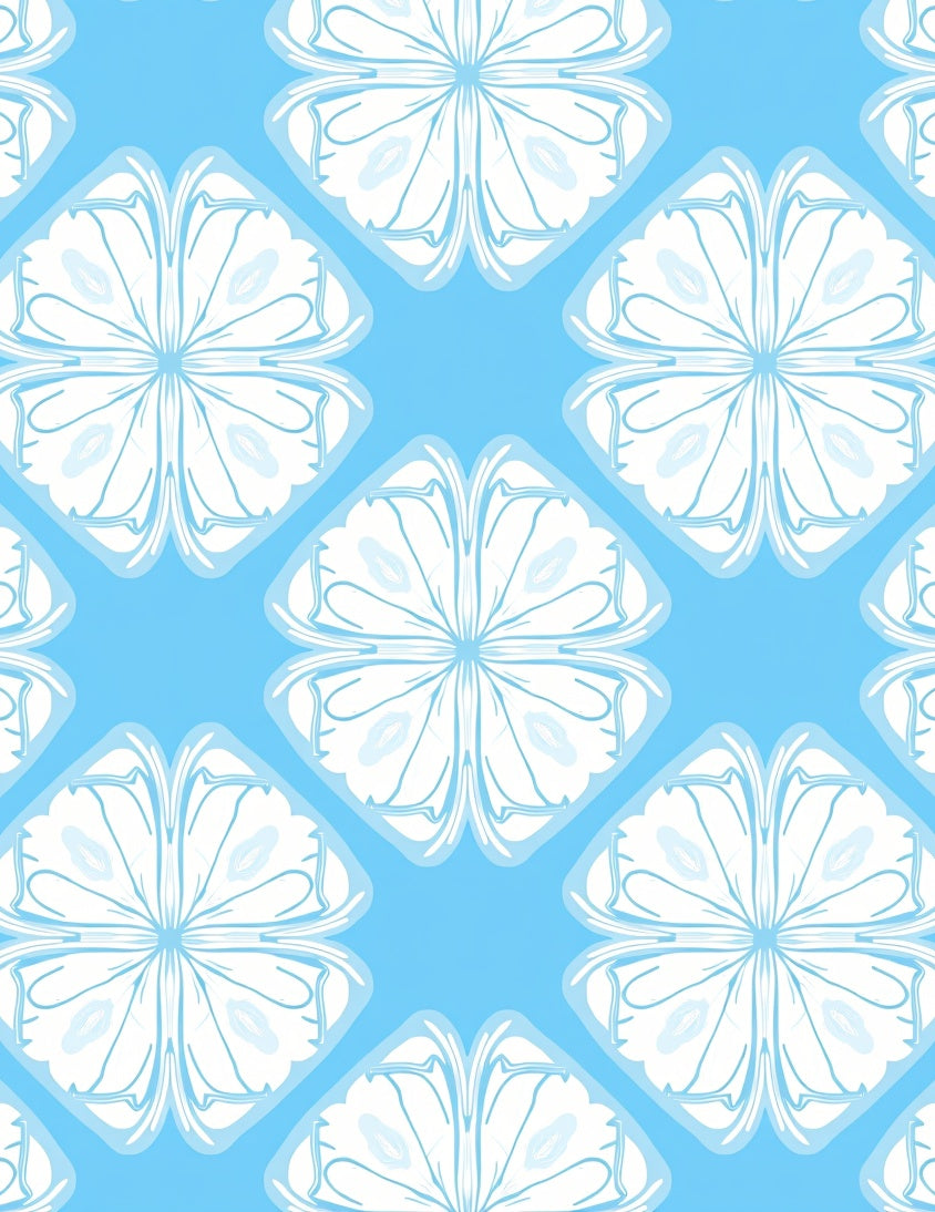 Pale Blue White Quatrefoil Abstract Rug