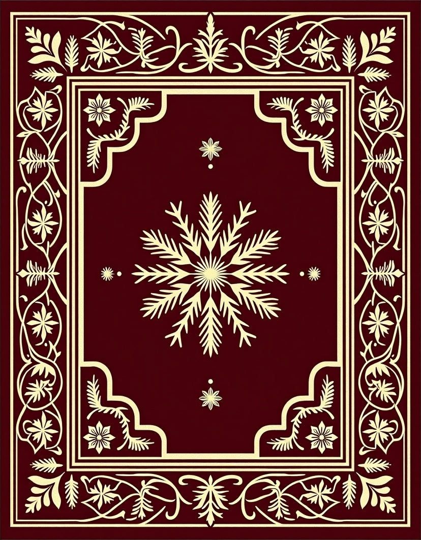 Crimson Floral Vine Medallion Rug
