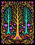 Whimsical Forest of Three Trees Rug
