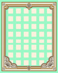 Mint Green Square Grid Ornate Border Rug