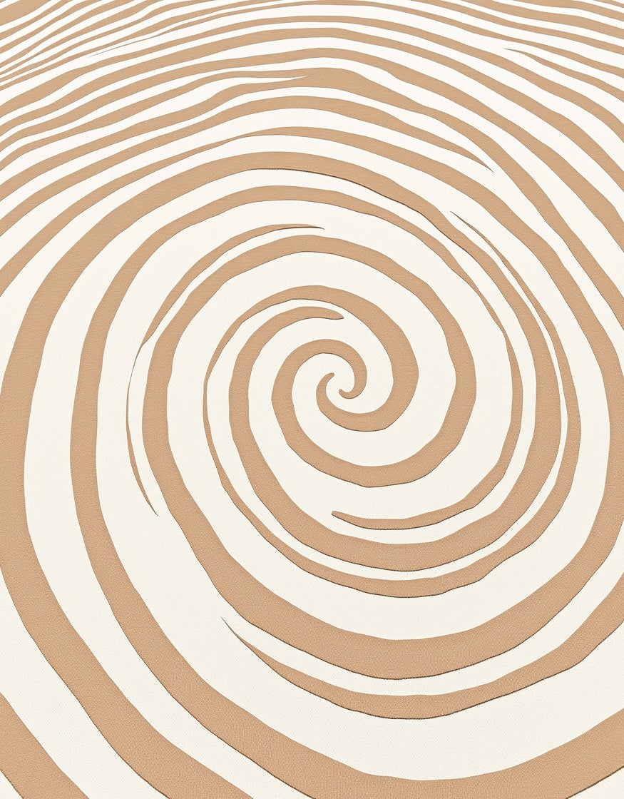 Cream Brown Swirl Ribbed Texture Rug