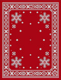 Crimson White Snowflake Medallion Border Rug
