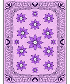 Art Nouveau Lilac Floral Frame Rug
