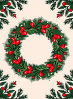 Festive Green Wreath Red Berry Garland Rug