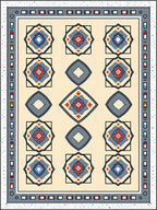 Cream Geometric Medallion Border Rug