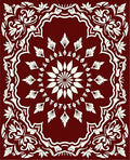 Crimson Ornate Leaf Mandala Rug