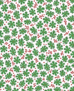 Green Leaf Red Berry Cluster Tile Rug