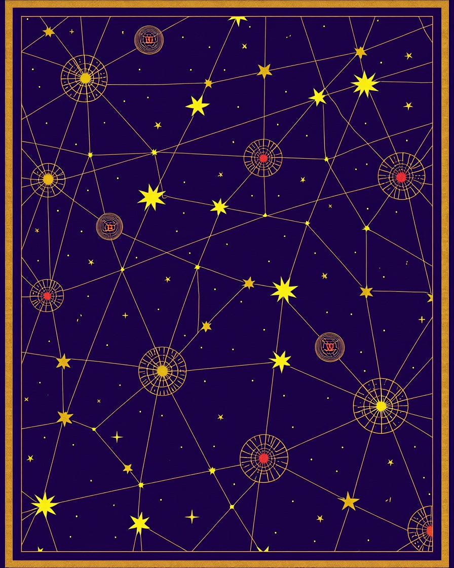 Cosmic Gold Starry Night Constellation Rug