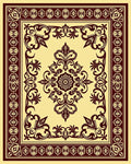 Rich Burgundy Floral Medallion Cream Rug