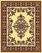 Rich Burgundy Floral Medallion Cream Rug
