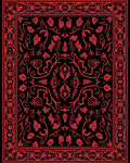 Rich Red Floral Scroll Border Rug