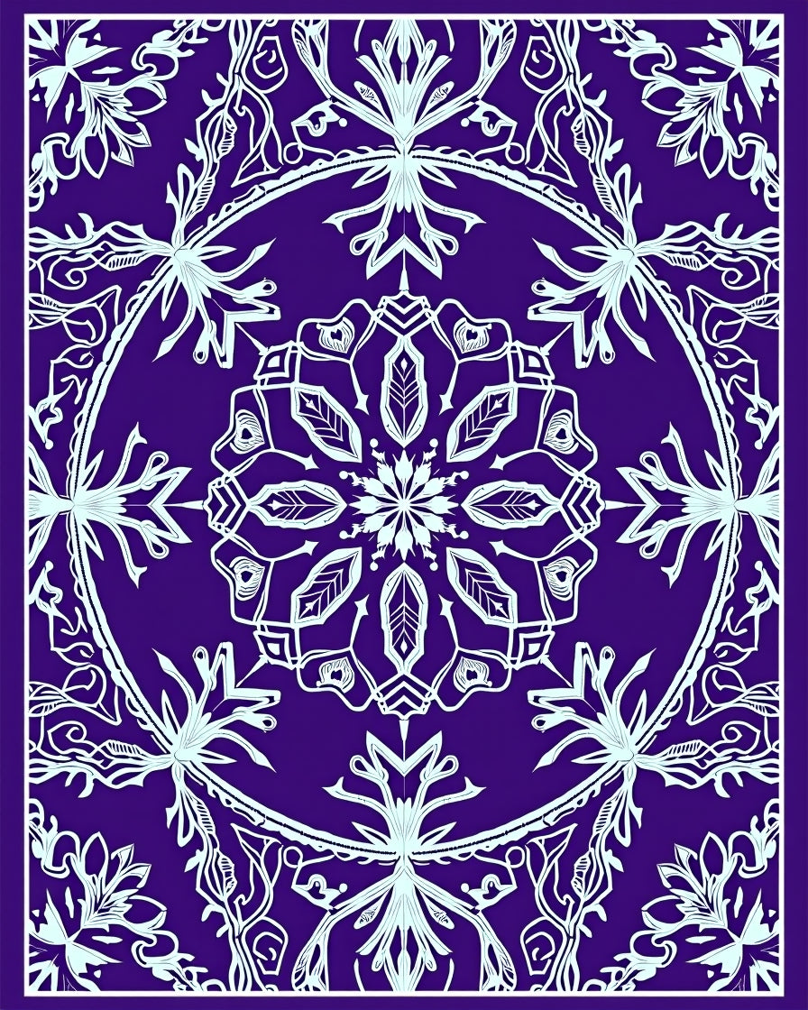 Majestic Purple White Mandala Flourish Rug