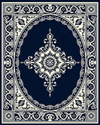 Classic Navy Floral Medallion Rug