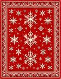 Crimson Snowflake Festive Border Rug