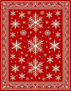 Crimson Snowflake Festive Border Rug