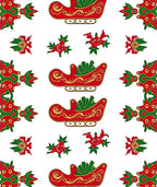 Red Green Sleigh Scrollwork Repeat Rug