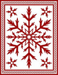 Crimson Snowflake Ornate Border Rug