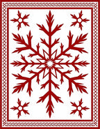 Crimson Snowflake Ornate Border Rug