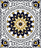 Navy Gold Geometric Mandala Medallion Rug