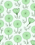 Pastel Green Botanical Flower Field Rug