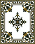 Elegant Black Gold Floral Medallion Border Rug