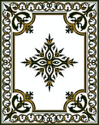 Elegant Black Gold Floral Medallion Border Rug