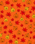 Spooky Orange Pumpkin Maple Leaf Rug