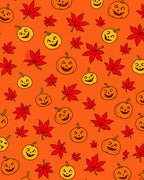 Spooky Orange Pumpkin Maple Leaf Rug