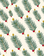 Green Fir Sprig Red Berry Accent Rug