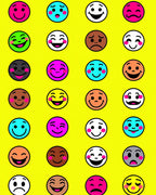 Vibrant Colorful Emoji Faces Rug