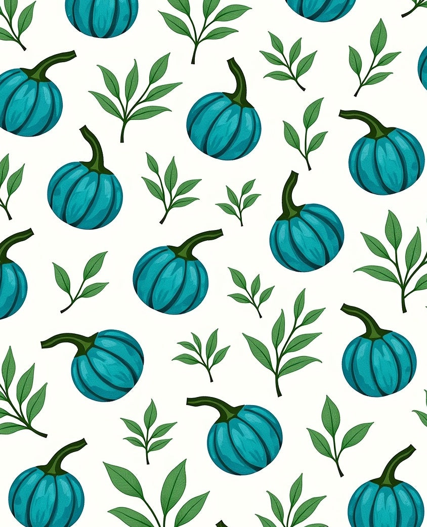 Teal Pumpkin Garden Repeating Pattern Rug