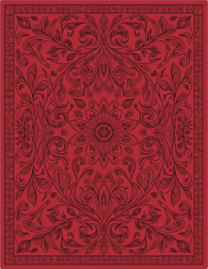 Crimson floral vine intricate Rug