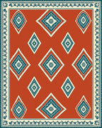 Terracotta Diamond Medallion Border Rug