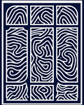 Navy White Abstract Wavy Lines Rug