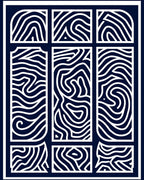 Navy White Abstract Wavy Lines Rug