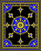 Royal Blue Yellow Sunburst Medallion Rug