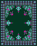 Art Nouveau Teal Pink Floral Frame Rug