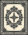 Black Ivory Ornate Medallion Square Rug