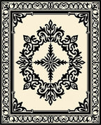 Black Ivory Ornate Medallion Square Rug