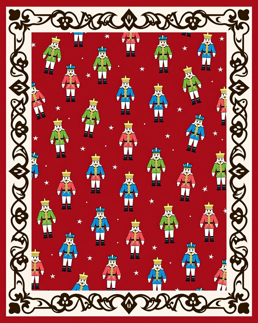 Red Nutcracker Soldier Festive Repeat Rug